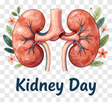 Kidney Day Illustration With Floral Elements PNG