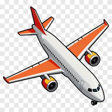 3D Airplane With Orange Wings PNG