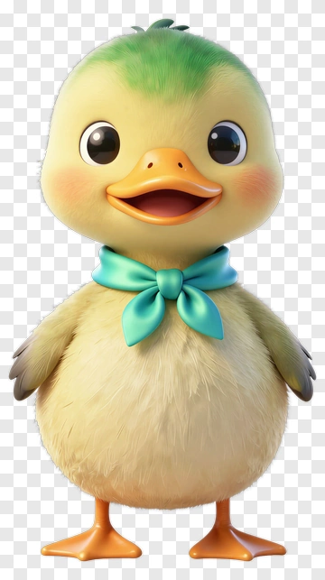 Cartoon Duckling With A Blue Bow Tie PNG