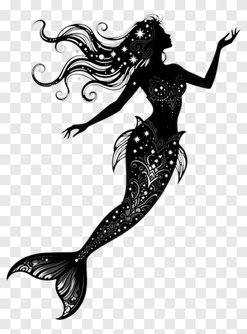 Silhouette Mermaid With Decorative Patterns PNG