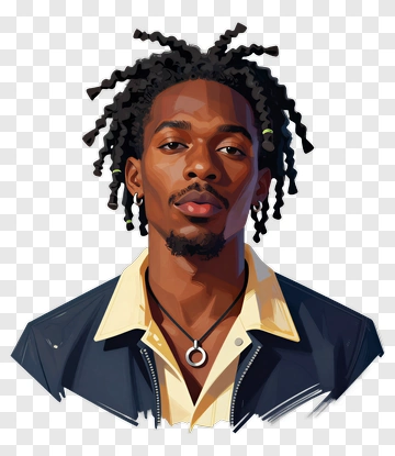 Stylish Young Man With Curly Hair PNG