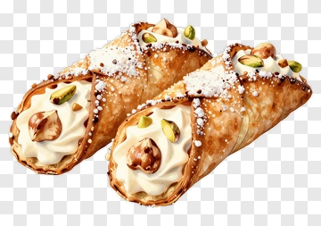Delicious Cannoli Filled With Cream And Nuts PNG