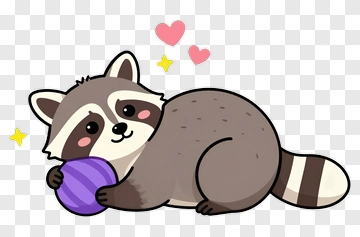 Cartoon Raccoon Holding A Purple Ball PNG