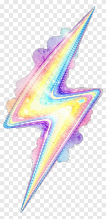 Colorful Lightning Bolt With Watercolor Background PNG
