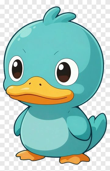 Cartoon Blue Duck Character PNG
