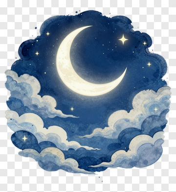 Moon And Clouds In A Starry Night Sky PNG