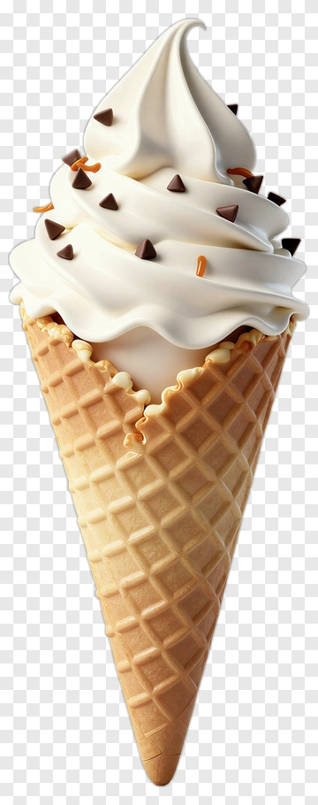 Ice Cream Cone With Swirled Vanilla And Chocolate Sprinkles PNG