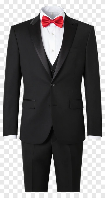 Black Tuxedo With Red Bow Tie PNG