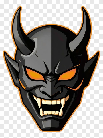 Cartoon Demon Mask With Orange Eyes PNG