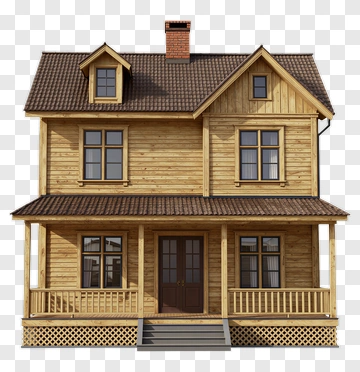 Wooden House With Porch And Windows PNG