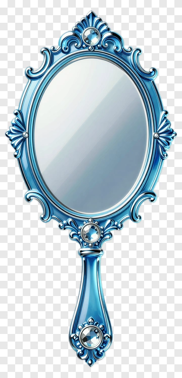 Ornate Blue Hand Mirror PNG