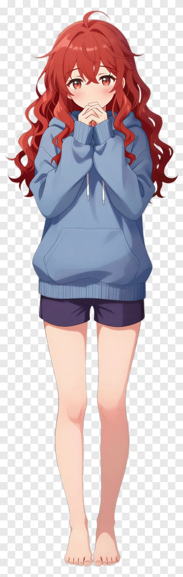 Anime Girl In Blue Hoodie PNG