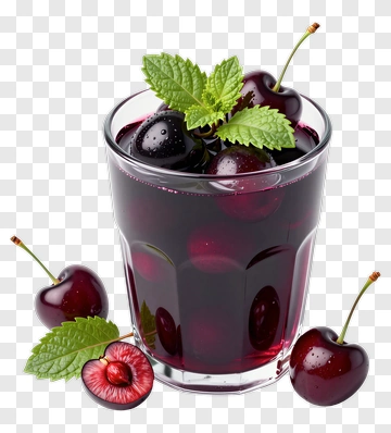 Glass Of Cherry Juice With Fresh Cherries PNG