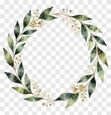 Watercolor Leaf Wreath PNG