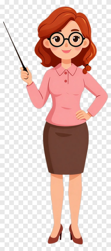 Cartoon Teacher Holding A Pointer PNG