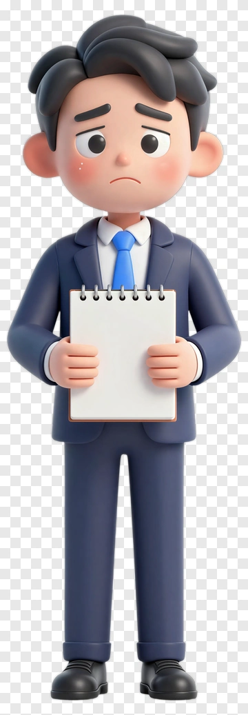 3D Businessman Holding A Notepad PNG