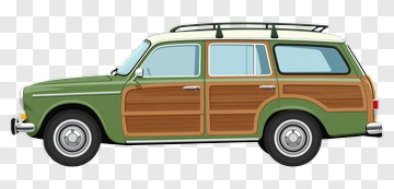 Vintage Station Wagon With Wood Panels PNG