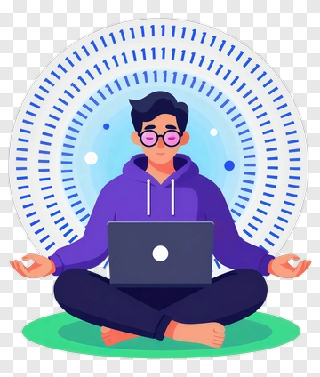 Meditating Person Using A Laptop PNG