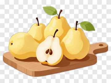 Yellow Pears On A Cutting Board PNG
