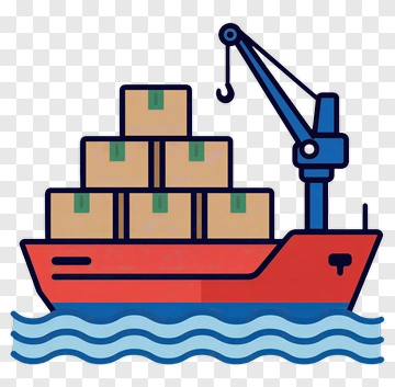 Cargo Ship With Boxes PNG