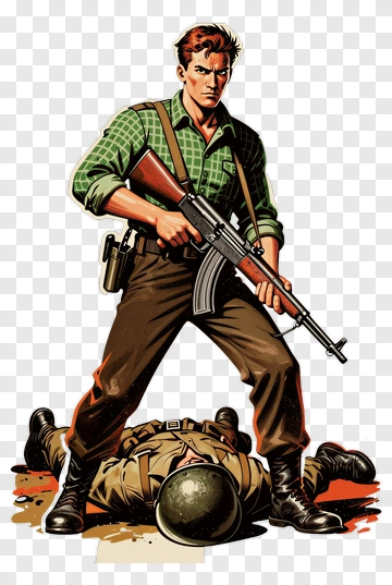 Soldier Standing Over Fallen Enemy PNG