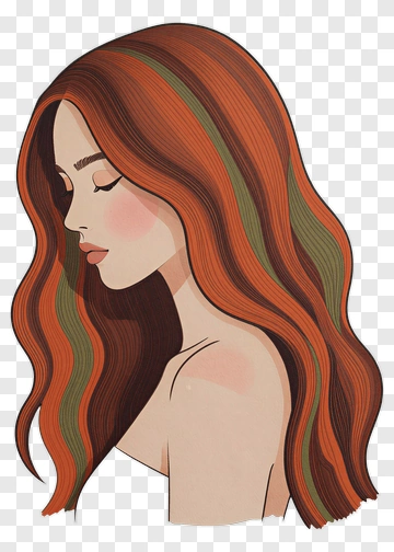 Woman With Long Wavy Hair PNG