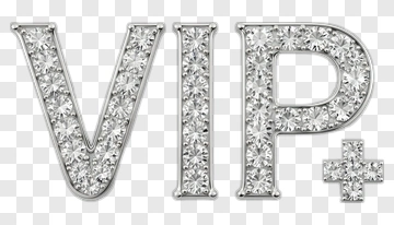 Vip Plus Text With Sparkling Diamonds PNG