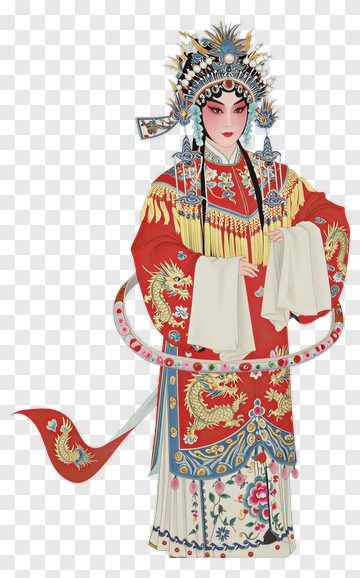 Traditional Chinese Opera Performer In Red Costume PNG