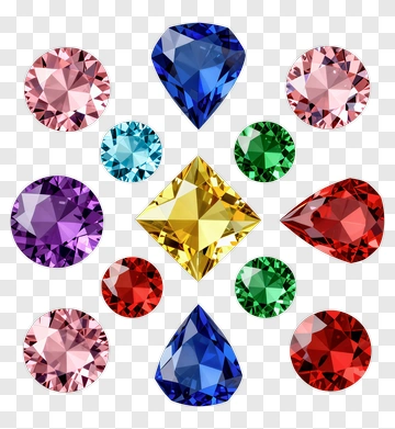 Colorful Gems In Various Shapes PNG