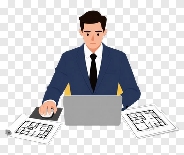 Businessman Working On Architectural Plans PNG