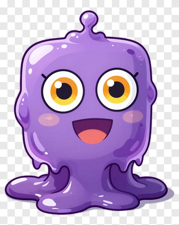 Cartoon Purple Slime Character With Big Eyes PNG