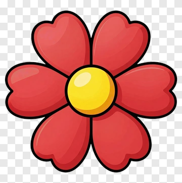 Cartoon Heart-Shaped Red Flower PNG