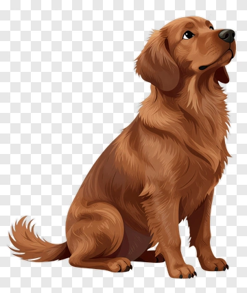Cartoon Golden Retriever Sitting PNG