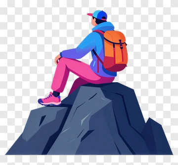 Hiker Sitting On A Rock PNG