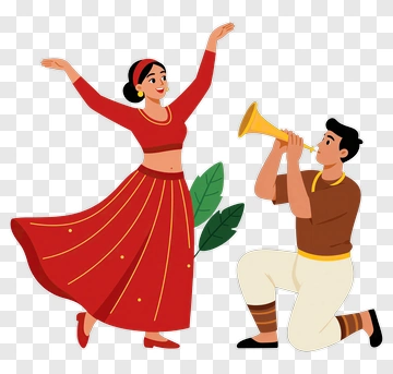 Couple Dancing With Musical Instrument PNG