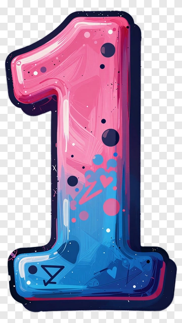 Colorful Number 1 Illustration PNG