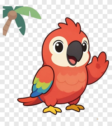 Cartoon Parrot Waving PNG