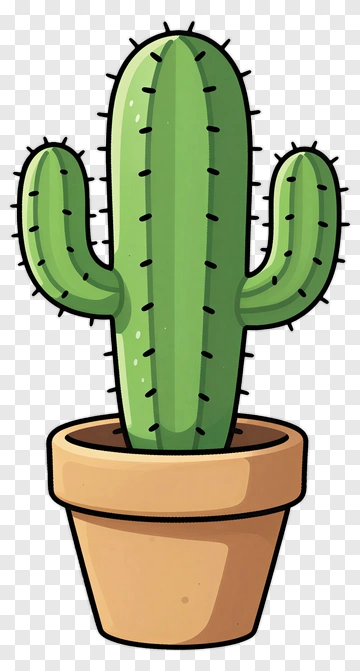 Cartoon Cactus In A Pot PNG