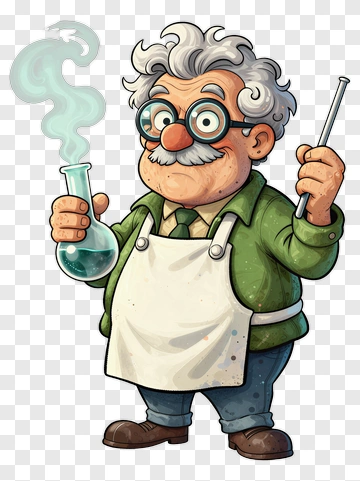 Cartoon Scientist Holding A Flask PNG