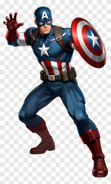 Captain America In Action Pose PNG