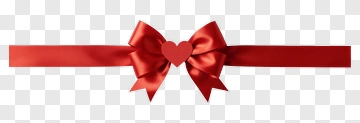 Red Ribbon Bow With Heart Center PNG