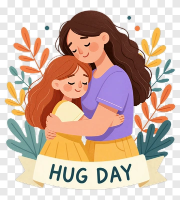 Happy Family Celebrating Hug Day PNG