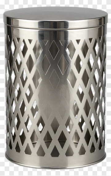 Metal Wastebasket With Diamond Pattern PNG