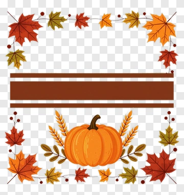Autumn Pumpkin With Colorful Leaves Frame PNG