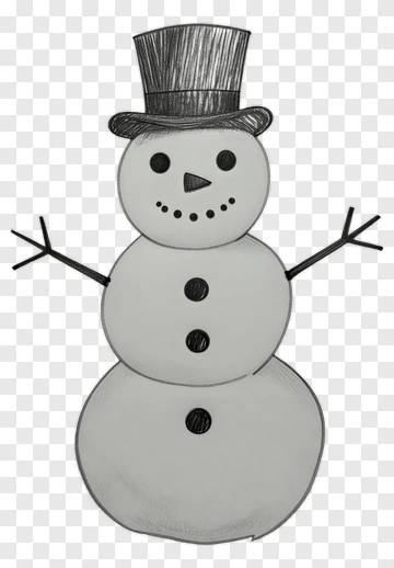 Cartoon Snowman With A Top Hat PNG
