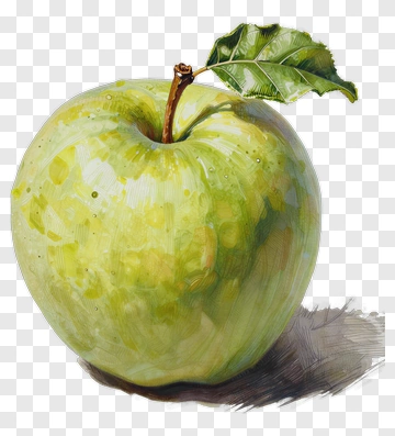 Green Apple With Leaf PNG