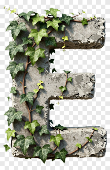 Stone Letter E Covered In Ivy PNG
