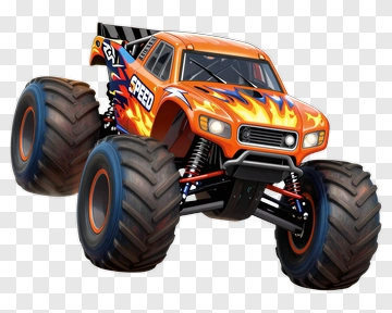 Monster Truck With Flames And Speed Design PNG