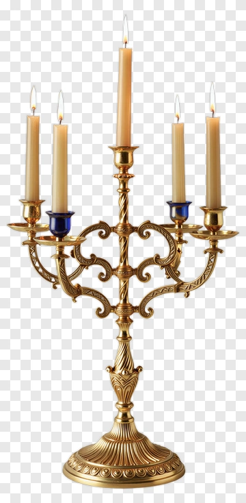 Golden Candelabra With Five Candles PNG