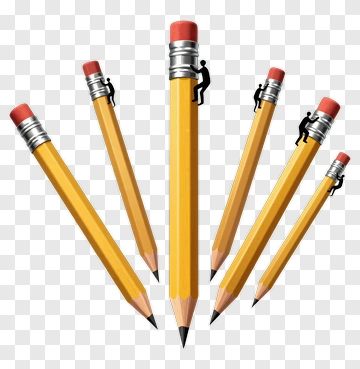 Cartoon Pencils With Climbing Figures PNG